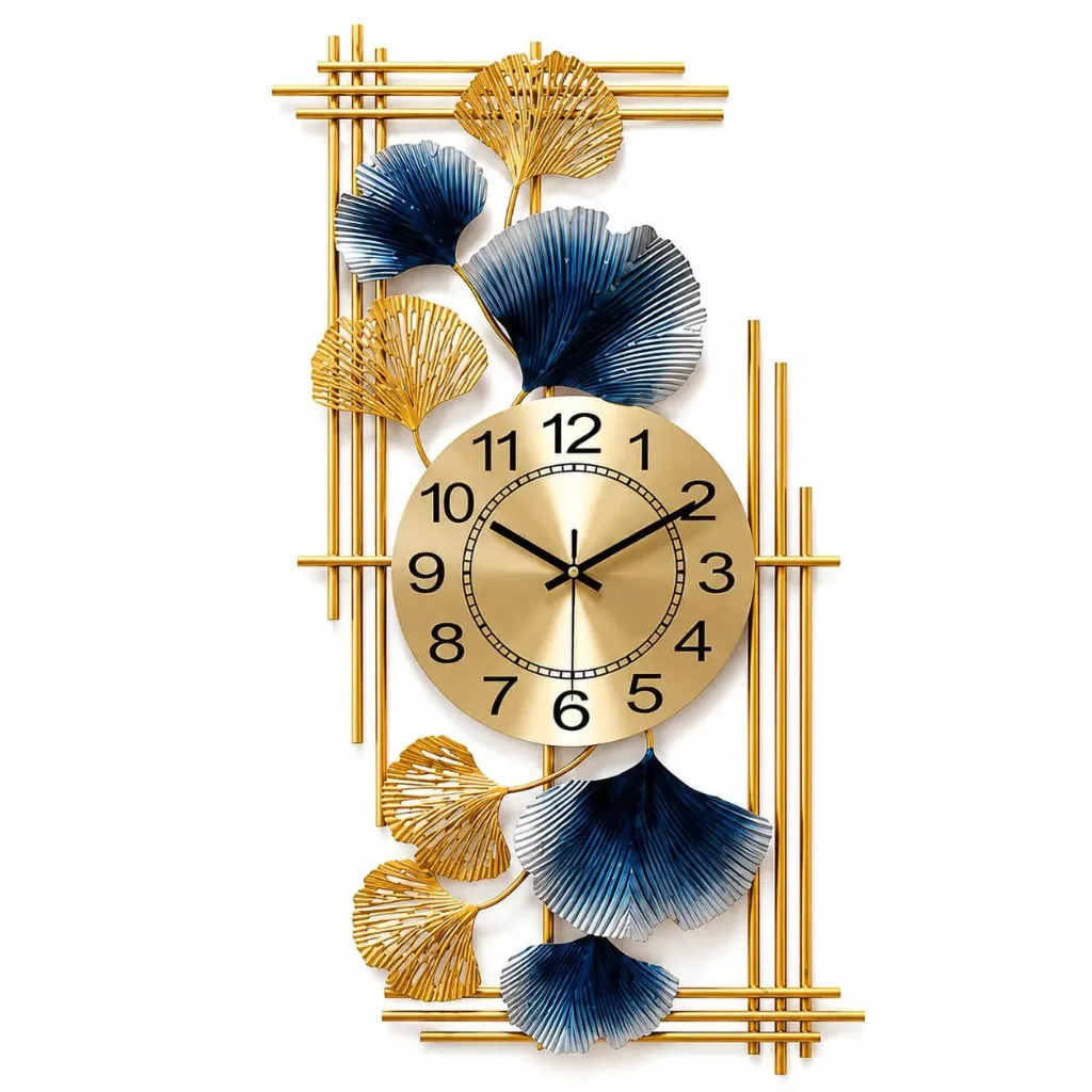 Luxury Ginkgo Leaf Metal Wall Clock