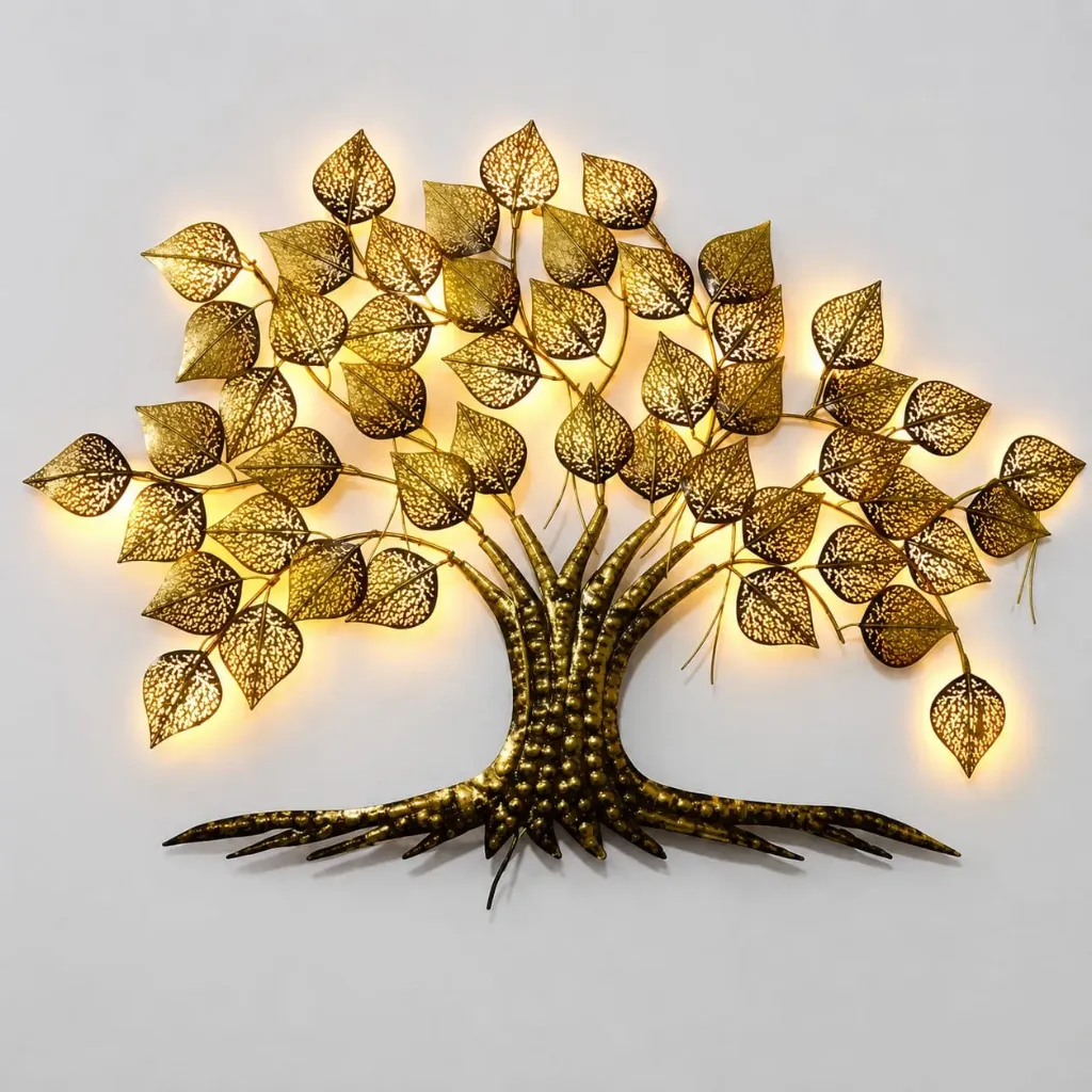 Golden Tree Metal Wall Decor for Living Room