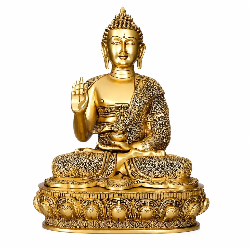 Brass Meditating Buddha Statue